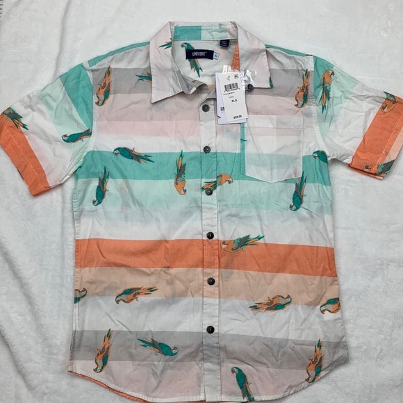 Univibe Big Boys Acadia Parrot Striped Shirt Size XLarge - Picture 2 of 9